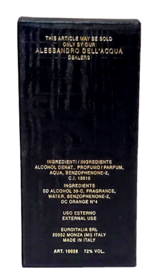 ❤️ALESSANDRO DELL'ACQUA ,EAU DE TOILETTE, 0.8oz 25ml.NEW