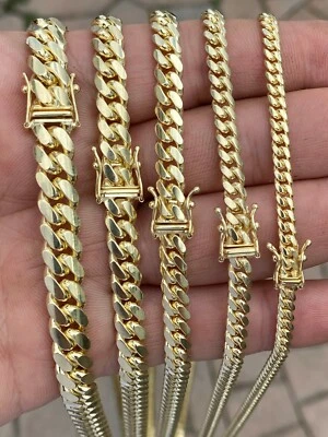 Men's Solid 14k Yellow Gold Miami Cuban Link Chain Or Bracelet Box Lock Necklace - Image 1 of 4