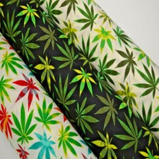 Hemp Leaf 100% Cotton Poplin Fabric Rose & Hubble Ganja weed