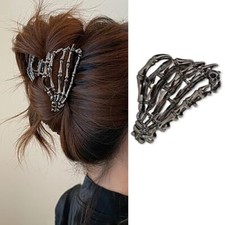 Hair Clip with Skeleton Skull Design for Women's Hair Styling, Medium Black