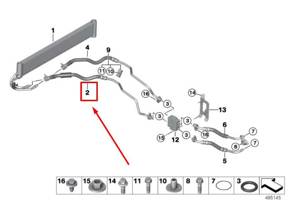 NEW BMW 2 F87 FLOW TRANSMISSION OIL COOLER LINE 2284697  