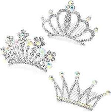3 Pieces Silver Tiaras Crown with Hair Comb Mini Tiaras Crown for Women