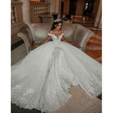 Mermaid Wedding Dresses With Detachable Train Lace Appliqued Bridal Gowns