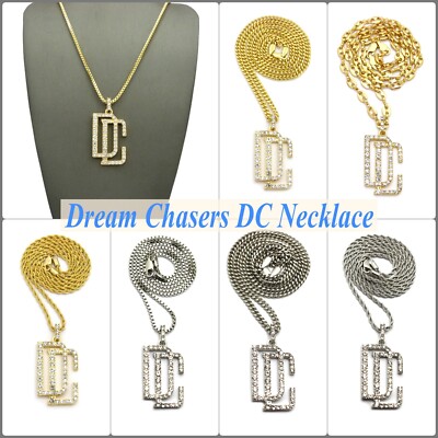 Ciondolo E Collana Hip Hop Dream Chasers 'DC' – Catena Link 2mm/18 – XMP5 Nuovo