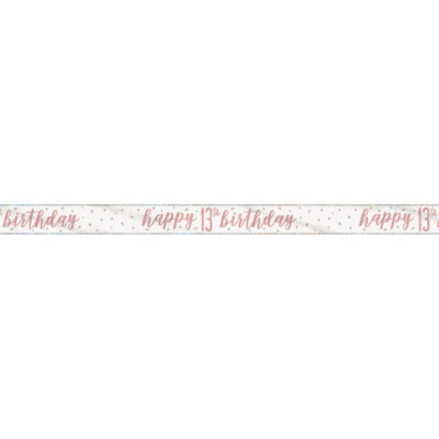 9 Fuß Glitzern Roségold Folie Banner ''Happy 13th Birthday''