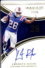 kenneth dixon rc rookie draft auto autograph louisiana la tech college #/28 2016