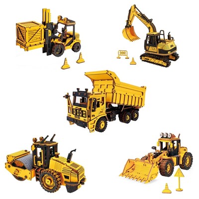 ROKR 5 Kits Engineering Vehicle Truck Car 3D Wooden Puzzle Kids Toy Xmas Gifts