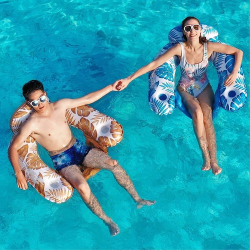 Inflatable Pool Float Chairs 2 Pack Floating Pool Chair Lounge Floats for Swim - Picture 4 of 8