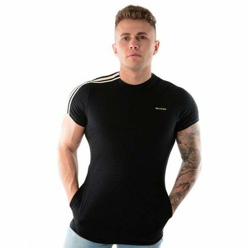 NEW MENS RELIGION MANOR BLACK POCKET T-SHIRT
