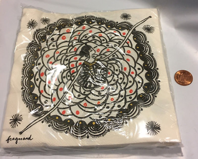 20 FRAGONARD perfume FRANCE BLACK WHITE COLOR PARTY dessert PAPER NAPKINS 6X6