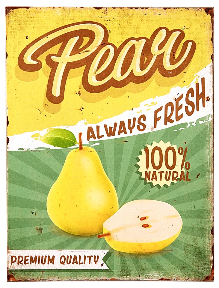 Clayre & Eef Schild Hängeschild Reklame Pear Birne Deko 30 x 40 cm MDF - Bild 1 von 1