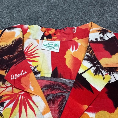 Jade Fashions Shirt Mens XXL Red Palm Trees Button Up Collared Made In Hawaii - Picture 8 of 12