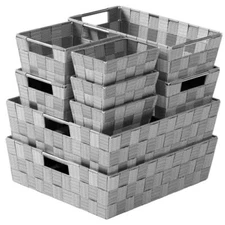  Closet Organization and Storage Baskets - Set of 9 Baskets for Dark Grey
