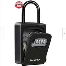 Fosmon 51104HOM 4 Digit Combination Key Safe Lock Box - Black/Gray