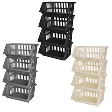 KITCHEN STORAGE STACKING STACKABLE BASKET FRUIT VEGETABLE RACK  4 TIER