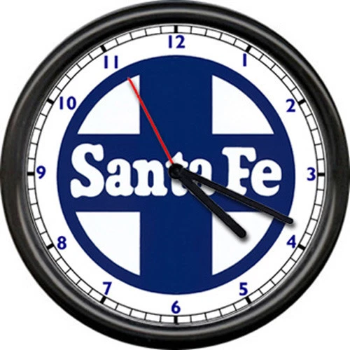 OFF THE WALL CLOCKS Santa Fe Lines Retro Railroad Train Tracks Crossing Conductor Sign Wall Clock