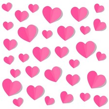 100 PCS 3D Pink Heart Valentine Day Wall Stickers,Waterproof Removable Love H...