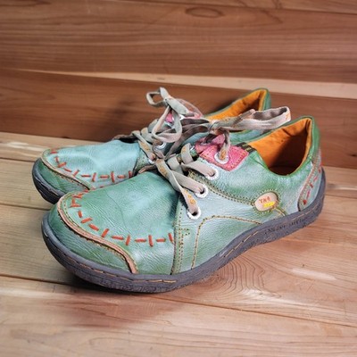 TMA Eyes Shoes Womens 9 Green Hand Stitched Leather Lace Up Comfort Chunky