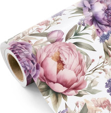 Floral Wrapping Paper Roll - Mini Roll - 17 Inch X 9.8 Feet - Purple Flower Wrap