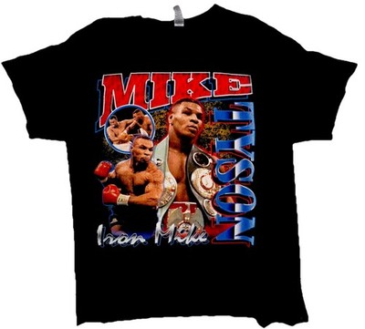 Gildan Mike Tyson Iron Mike Boxing Graphic T-Shirt Black Fighter Sports Tee