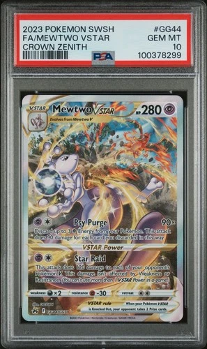 2023 POKEMON SWORD & SHIELD CROWN ZENITH #GG44 FULL ART/MEWTWO VSTAR PSA 10