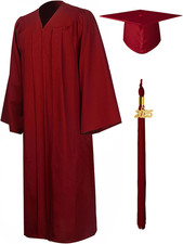 Matte Graduation Gown Cap Tassel Set 2026 for High School and Bachelor