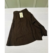  NEW Joyfolie Mia Joy Size 2 Irma Skirt Taupe Plaid High Low Asymmetrical Maxi