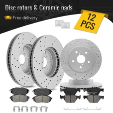 Front Rear Drilled Rotors + Ceramic Brake Pads Kit for 2015 Subaru Legacy 2.5L