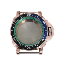 42mm PVD Rose Gold Watch Case Bezel Light Blue Inner Shadow for NH35/36 Movement
