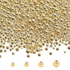 250pcs 14K Gold Filled Spacer Beads,Round Bracelet Bead,Seamless Smooth Metal Br