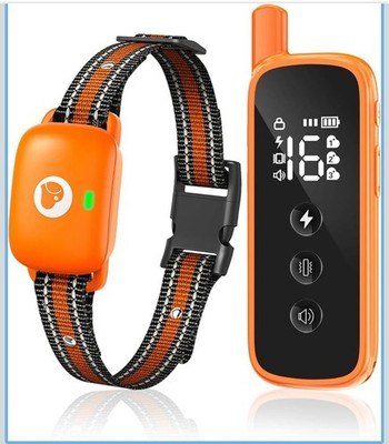 Orange Dog Training Collar Remote, Shock/Vibration/Beep, Waterproof, USB-C