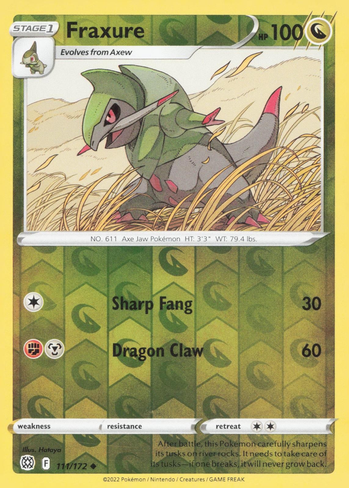 FRAXURE 111/172 BRILLIANT STARS POKEMON REVERSE HOLO NEAR MINT