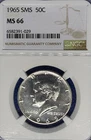 1965 Kennedy SMS Half Dollar MS 66 NGC 40% Silver