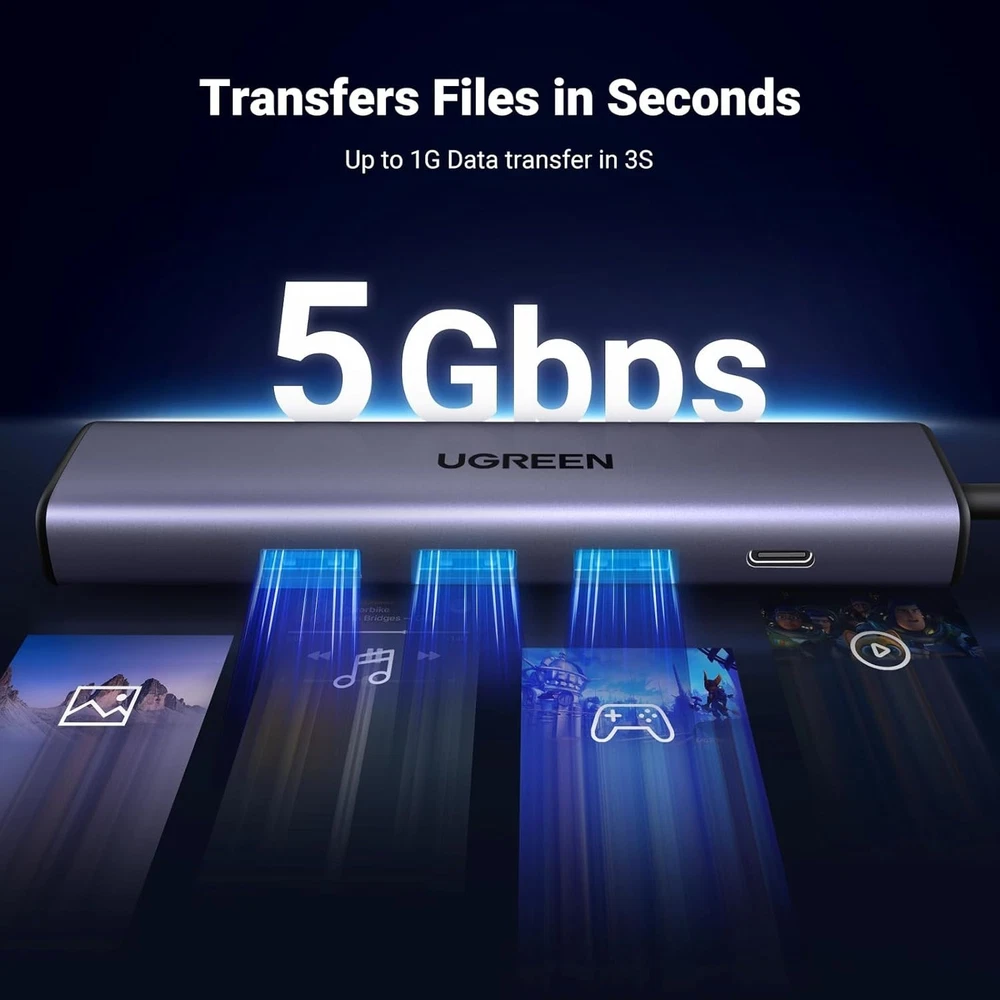 5-in-1 USB 3.0 Hub with Gigabit Ethernet Adapter & RJ45 Port