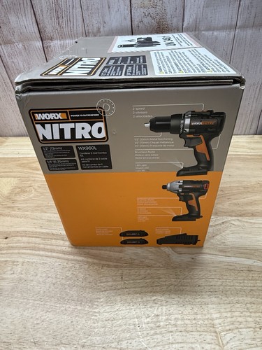 WORX WX960L Nitro 20V 2PC Drill/Driver & Impact Driver Combo Box Worn But Sealed - Picture 5 of 9