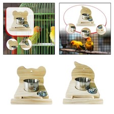 Bird Food Feeder Perch Wooden Perch Stand Hanging Feeder Bird Perch with Feeding