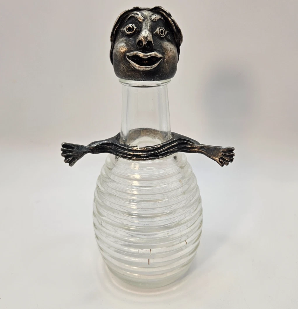 Vintage Ast Design Oil Vinegar Cruet Beehive Glass Pewter Dispenser Bottle