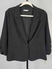 Eliza J Black Ruched 3/4 Sleeve Blazer Jacket NWT Missy's XL