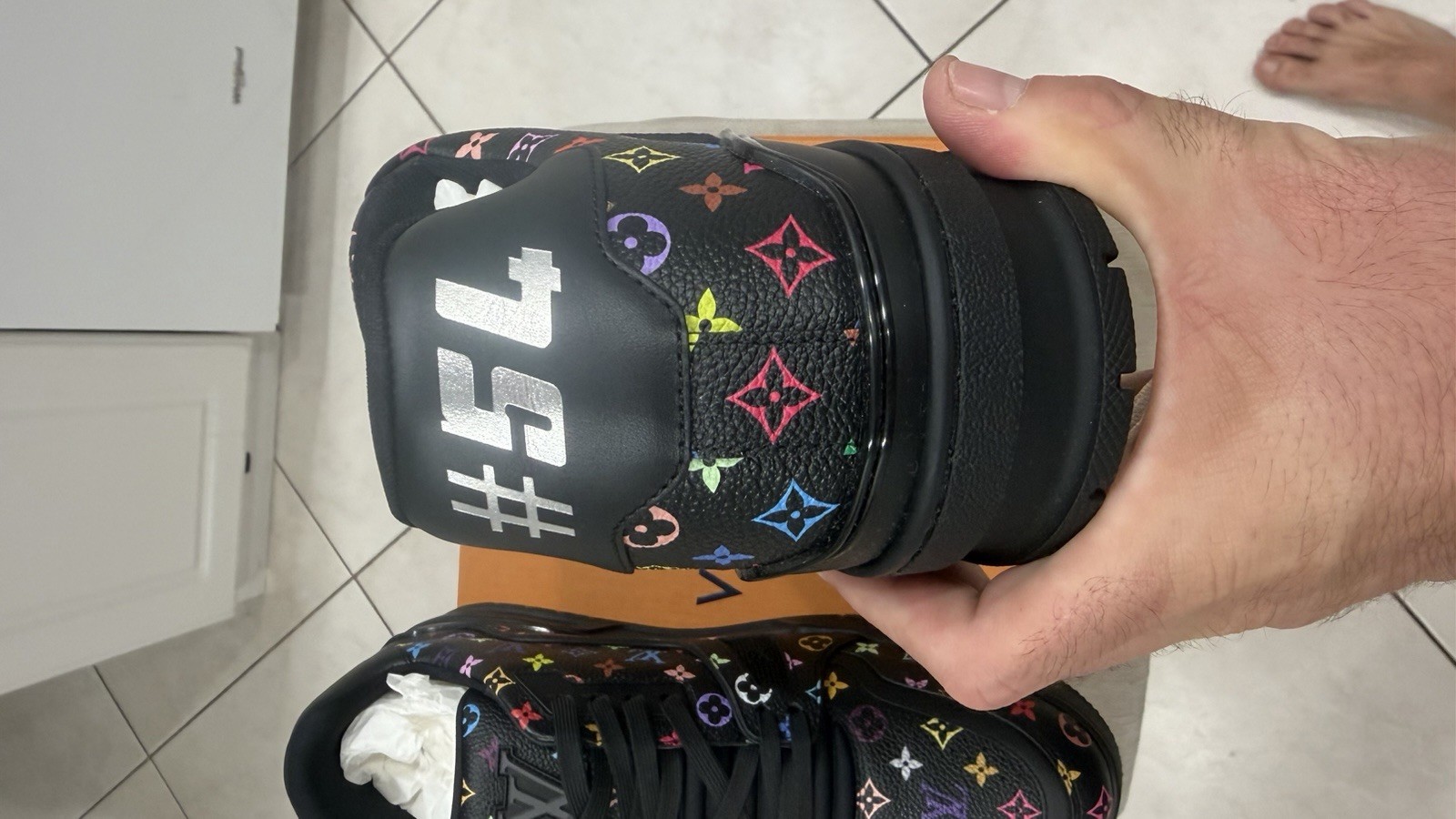 Authentic Louis Vuitton LV Trainer Black Multicolor Monogram Sneakers Size LV 9 image 4