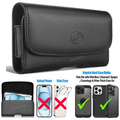 Leather Belt Clip Pouch For Samsung S26 25 24 23 22 21 Plus Ultra Fit Thick Case