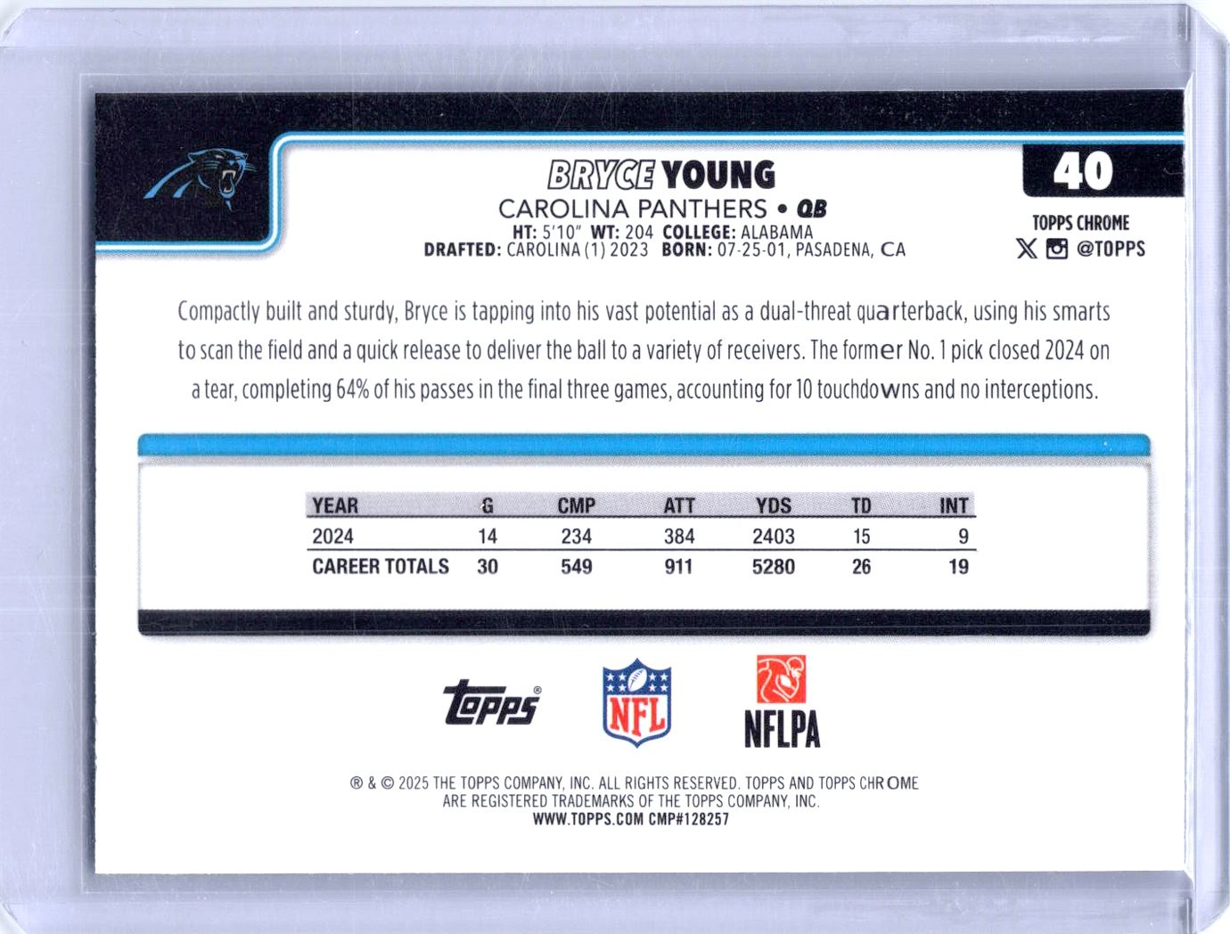 2025 Topps Chrome #40 Bryce Young X-Fractor