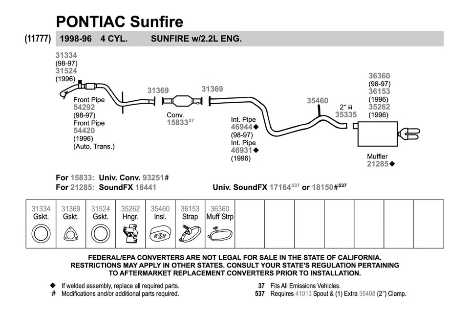 For Chevy Cavalier 95-05 Walker SoundFX Steel Oval Aluminized Exhaust Muffler — 第 3/4 张图片