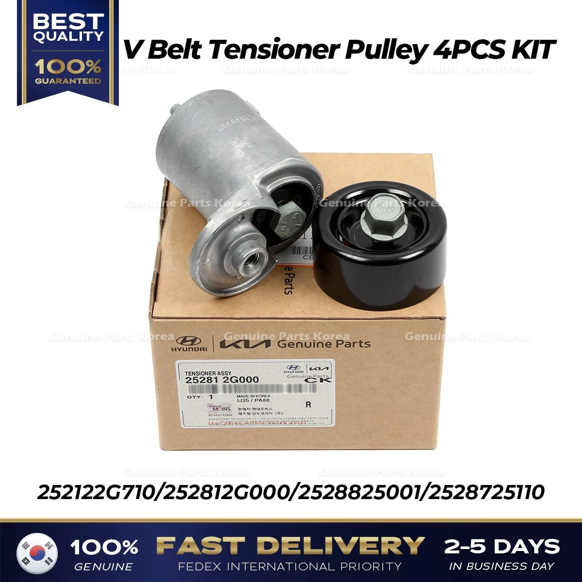 ⭐Genuine⭐ V Belt Tensioner Pulley 4PCS KIT for Hyundai Sonata Kia Sportage