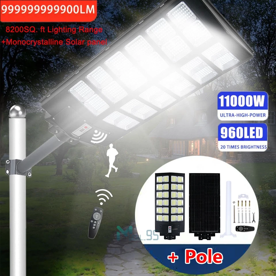 LED 11000W Commercial Solar Street Lights Outdoor Dusk to Dawn parking lot light - Image 4 of 4