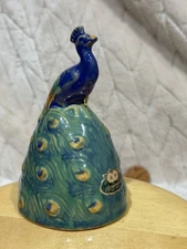 Rosemeade Pottery Peacock Tea Bell With Clapper And Sticker In Excellent Cond