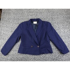 Pendleton Vintage Navy Blue Virgin Wool Shawl Collar Cropped Blazer Womens L