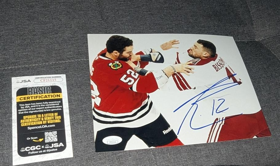 Arizona Coyotes Autographed Signed Arizona Coyotes TNT PAUL Bissonnette PHOENIX 8X10 FIGHT PHOTO JSA COA 