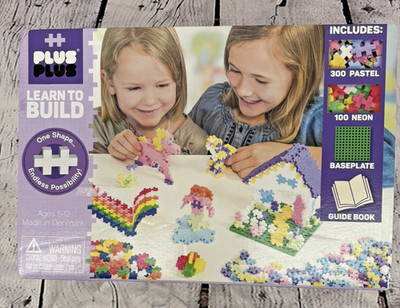 New - Plus-Plus Learn to Build - Pastel & Neon 400 Pcs - Ages 5-12 | 1+ players