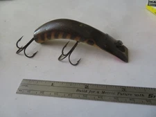 FISHING LURE KAUTZKY  3½" VINTAGE LAZY IKE  GREEN RIBS & WHITE BELLY