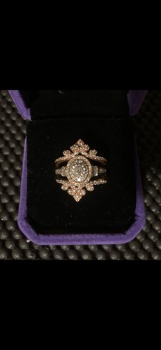 10K Rose Gold 14K White Gold Diamond Bridal Set Rings Size 7 With Appraisal